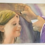 girl receiving ashes from priest on Ash Wednesday
