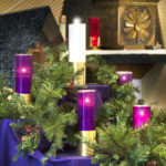 This large Christmas Advent Wreath is on display to celebrate the Catholic Christmas Holiday.