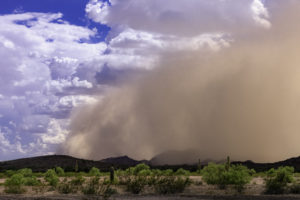 Leading edge of dust storm in the Arizona desert
